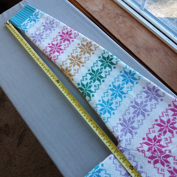 33Degrees Rainbow Unicorn Sweater L fair isle snowflakes soft white tassels ugly - Picture 14 of 15